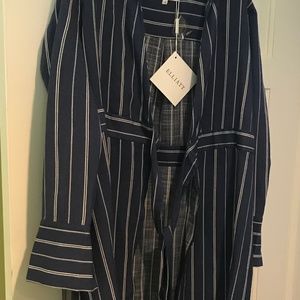 Elliatt Blue Striped Wrap Shirt Dress